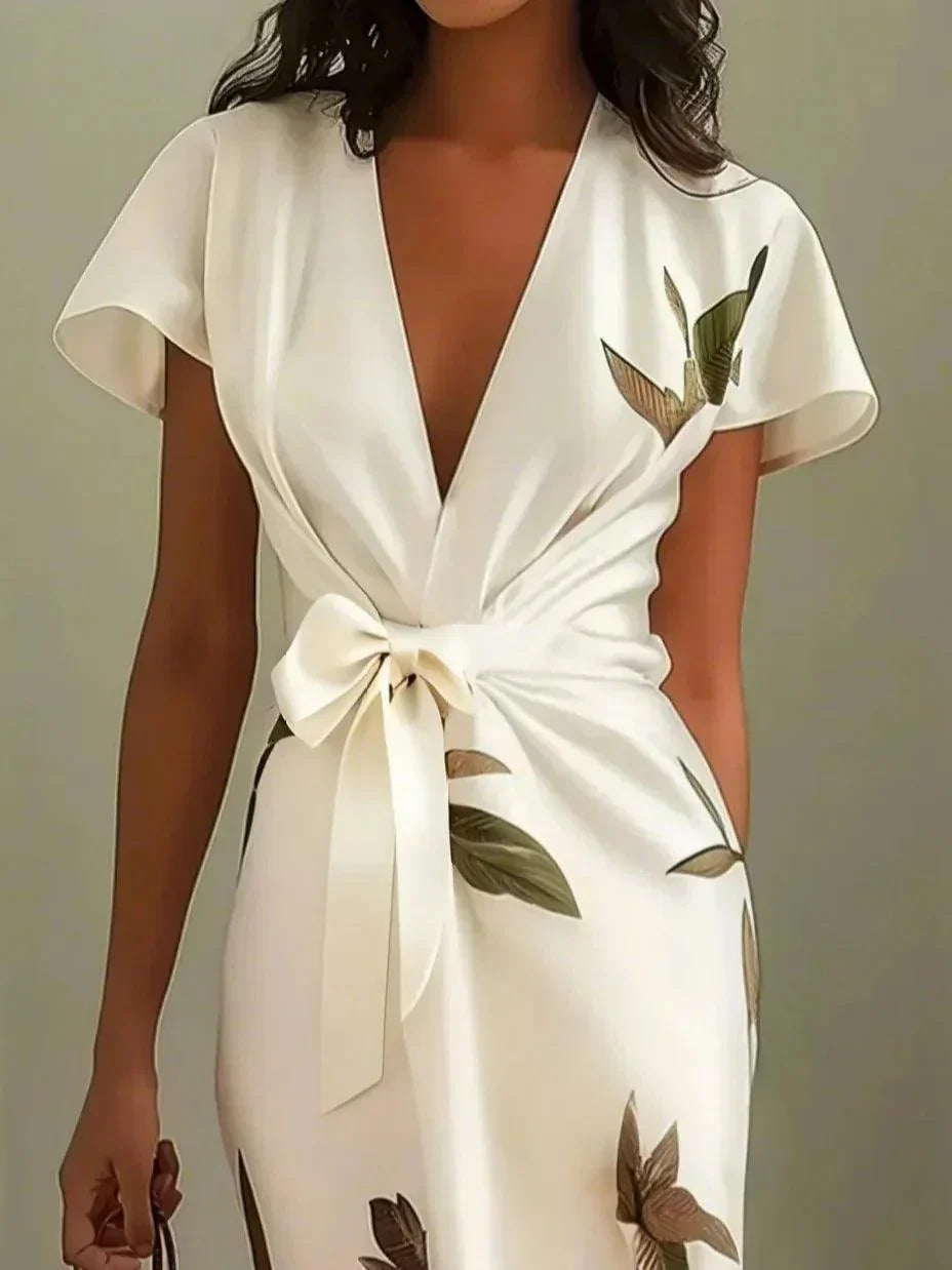 Belted Printed Midi Dress for Women