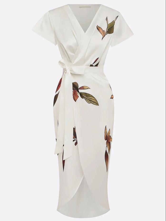 Belted Printed Midi Dress for Women