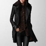 Women's Faux Leather Biker Jacket with Fur Collar Perfecto Style