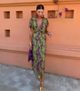 Printed Long Short-Sleeve Dress for Women