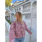 Oversized Quilted Floral Jacket for Women