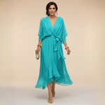 Long Chiffon Dress with Batwing Sleeves for Women