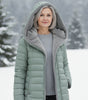 Long Quilted Fitted Down Jacket with Faux Fur Hood