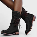 High Lace-Up Ankle Boots in Faux Leather for Women
