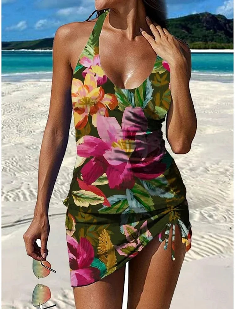 Printed Graphic Tankini and Shorts for Women