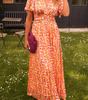 Long Dress with Floral Print and Defined Waist for Women | Ideal for Summer