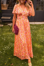 Long Dress with Floral Print and Defined Waist for Women | Ideal for Summer