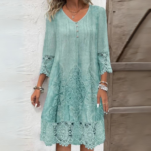Lace V-Neck Mid-Length Dress for Women