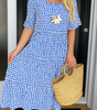 Short Sleeve Midi Dress with Round Neck for Women