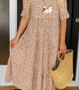 Short Sleeve Midi Dress with Round Neck for Women