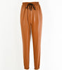 Elastic Waist Jogger Faux Leather Pants for Women