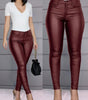 High-Waisted Slim Fit Faux Leather Pants for Women
