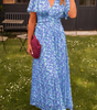 Long Dress with Floral Print and Defined Waist for Women | Ideal for Summer