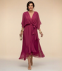 Long Chiffon Dress with Batwing Sleeves for Women