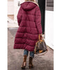 Long Hooded Down Jacket with Sherpa Lining for Women