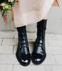 Mid-Calf Lace-Up Boot with Faux Leather Heel for Women