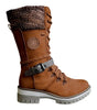 High Lace-Up Faux Leather Boots for Women