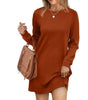 Short Loose Fit Sweater Dress with Long Sleeves and Round Neck for Women