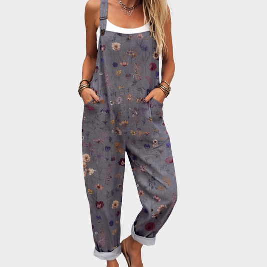 Printed Overalls with Adjustable Straps for Women