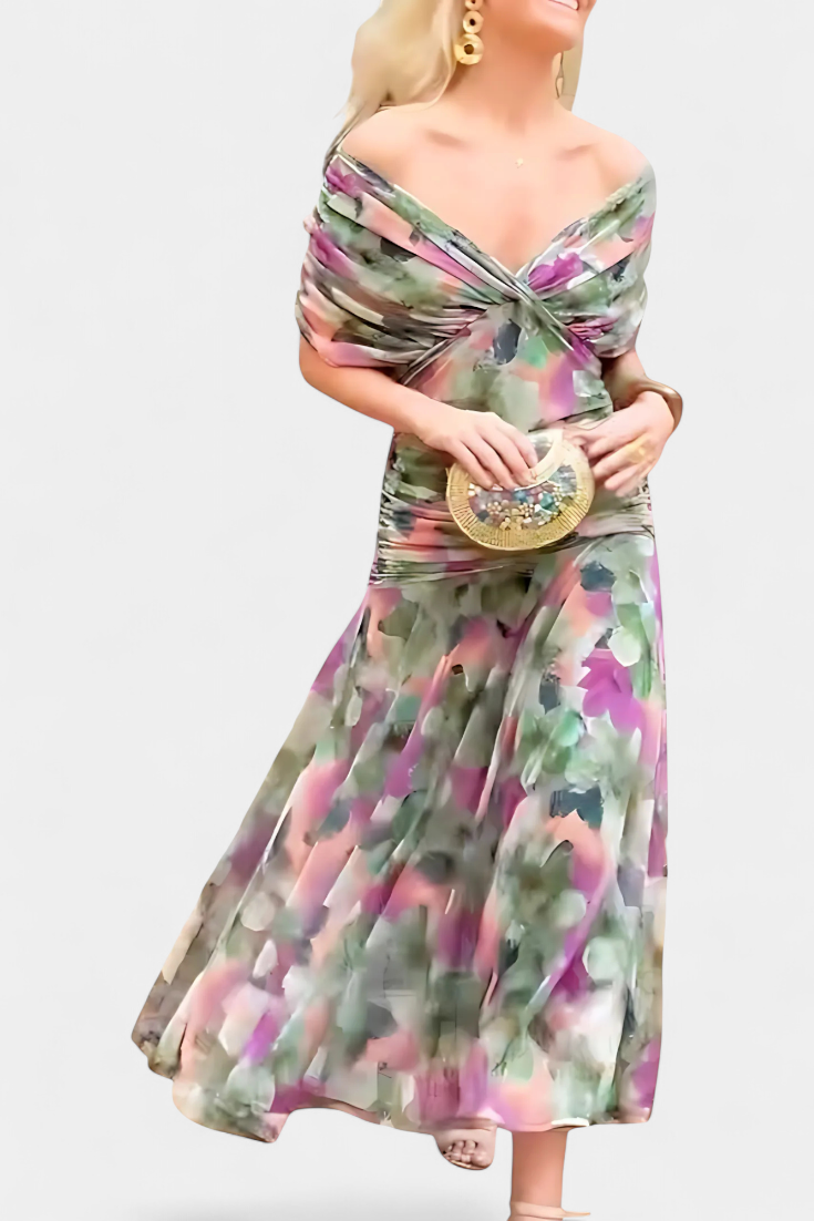 Elegant Dark Green Deep V-Neck Dress