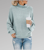 Oversized Knit Sweater with High Neck for Women