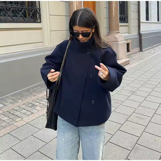 Elegant Short Double-Breasted Jacket for Women
