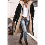 Long Hooded Down Jacket with Sherpa Lining for Women