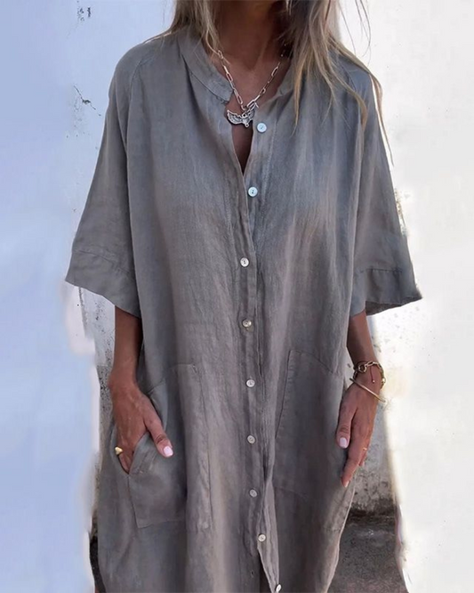 Casual Cotton and Linen Dress Shirt for Women