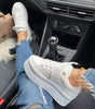 Platform Sneakers with Thick Sole in Faux Leather for Women