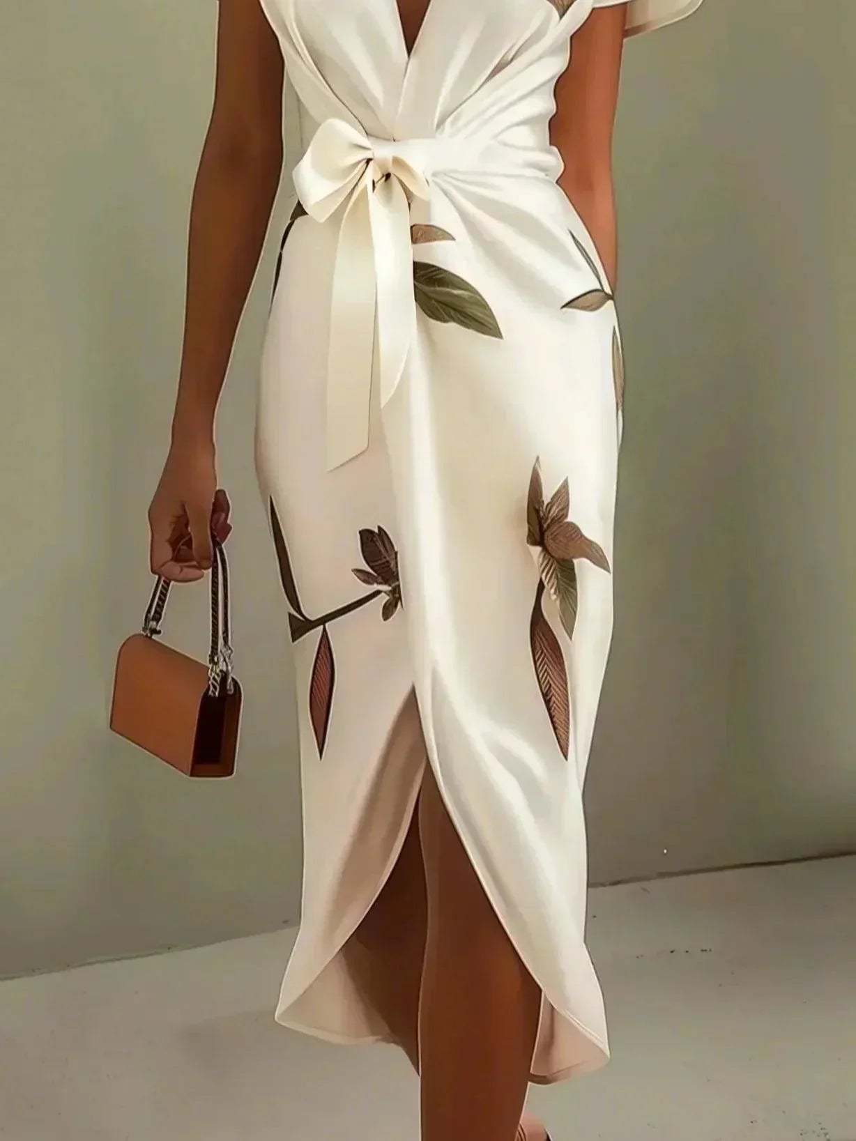 Belted Printed Midi Dress for Women