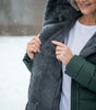 Long Quilted Fitted Down Jacket with Faux Fur Hood