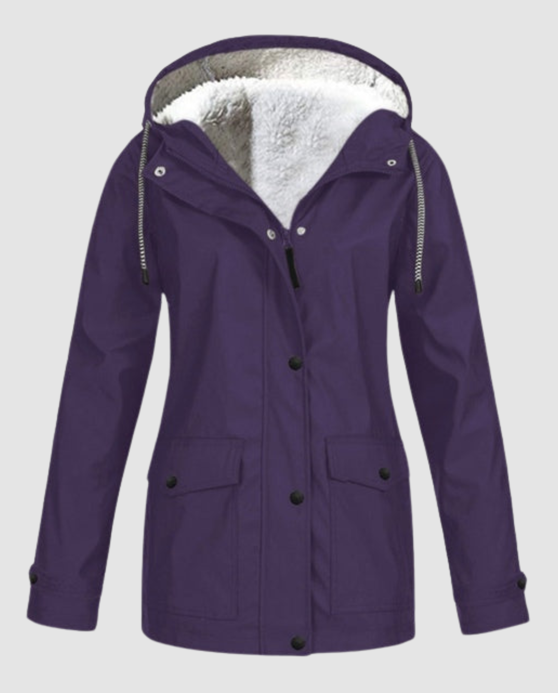 Oversized Parka with Hood and Faux Fur for Women