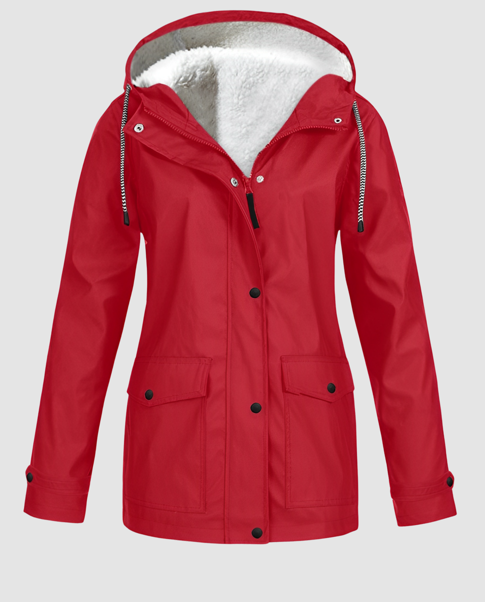 Oversized Parka with Hood and Faux Fur for Women