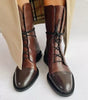 Mid-Calf Lace-Up Boot with Faux Leather Heel for Women