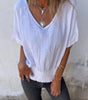 Casual Mixed Ramie V-Neck Top for Women | Ideal for Summer