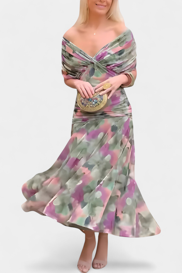 Elegant Dark Green Deep V-Neck Dress