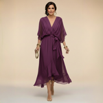 Long Chiffon Dress with Batwing Sleeves for Women