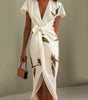 Belted Printed Midi Dress for Women