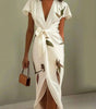 Belted Printed Midi Dress for Women