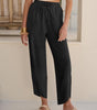 High Waist Flowing Pants with Elastic Waist for Women