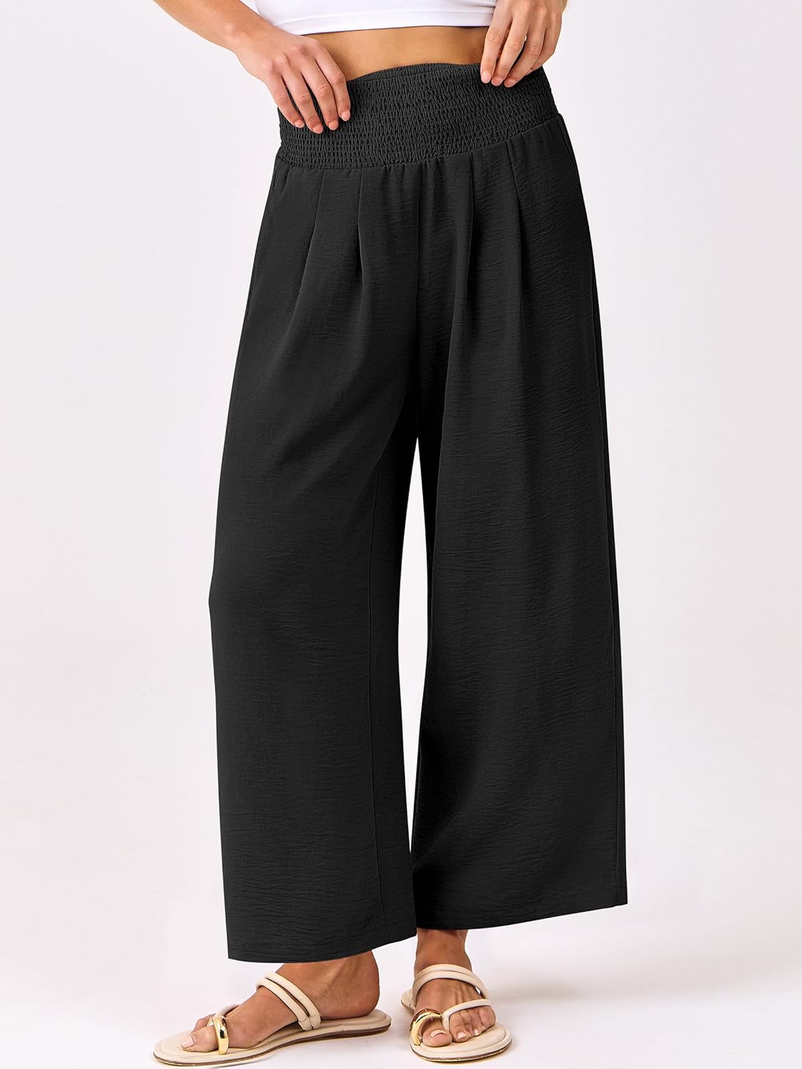 Flowing High Waist Palazzo Pants with Pockets for Women
