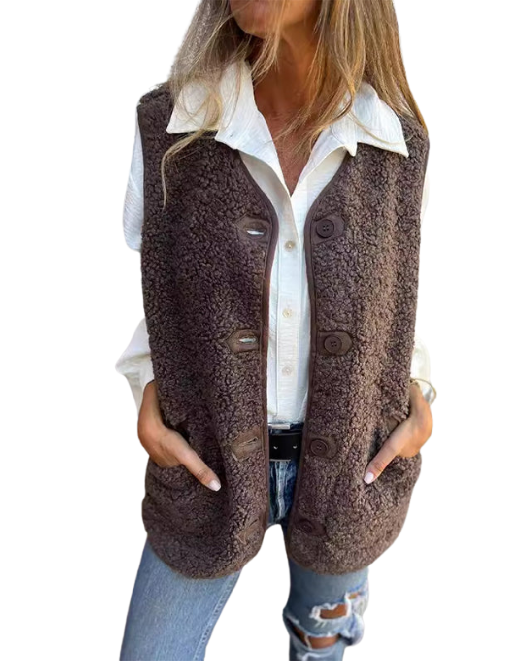 Sherpa Fleece Sleeveless Vest for Women