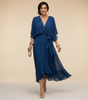Long Chiffon Dress with Batwing Sleeves for Women