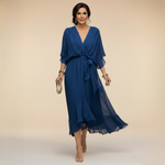 Long Chiffon Dress with Batwing Sleeves for Women