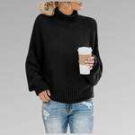 Oversized Knit Sweater with High Neck for Women