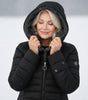 Long Quilted Fitted Down Jacket with Faux Fur Hood