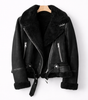 Women's Loose-Fit Suede Aviator Jacket with Belt