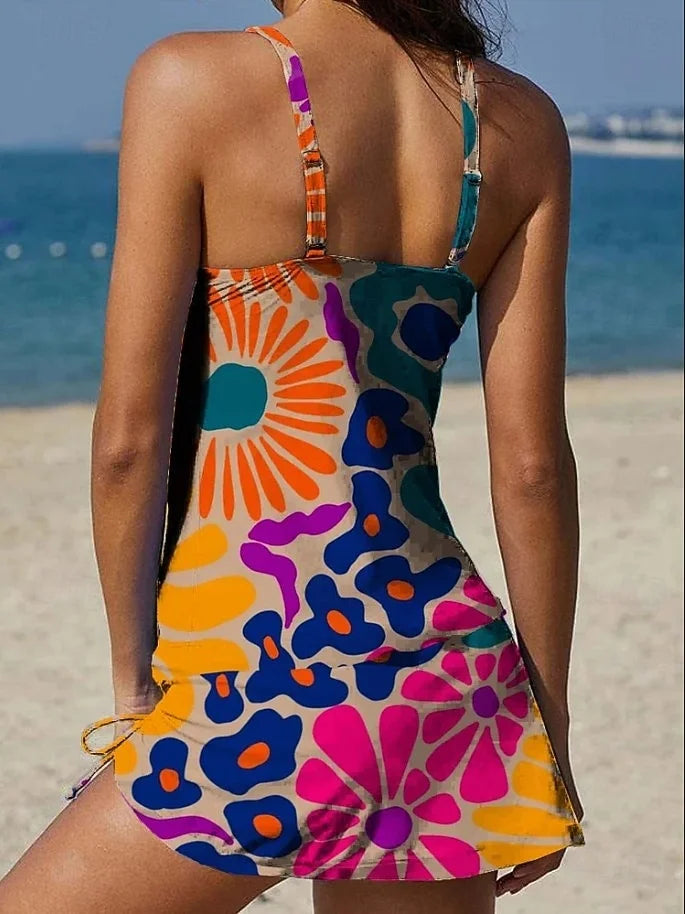 Printed Graphic Tankini and Shorts for Women