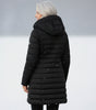 Long Quilted Fitted Down Jacket with Faux Fur Hood