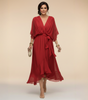 Long Chiffon Dress with Batwing Sleeves for Women